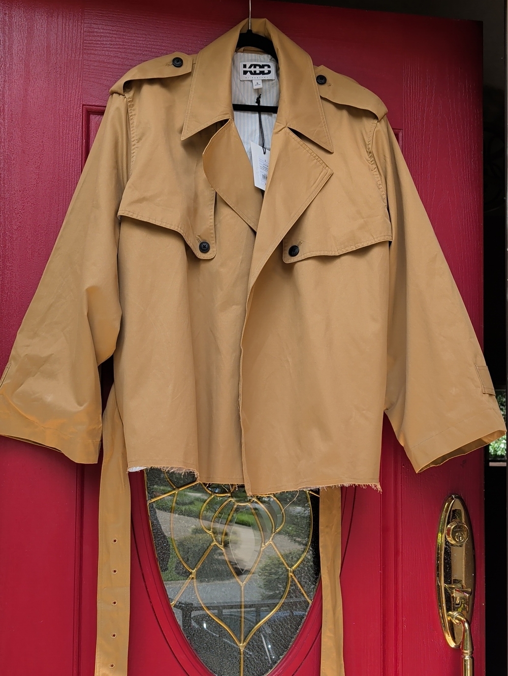 NWT - KBB by Kahlana Cropped Trench Coat in Camel